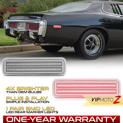 Red Clear LED Strip Rear Side Marker Lights Lamp For Duster Barracuda Scamp Fury - Image 1 of 4