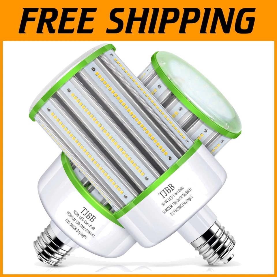 2-Pack 100W E39 LED Corn Light Bulbs - 14000 Lumens Brightness, Energy Efficient - Image 1 of 4