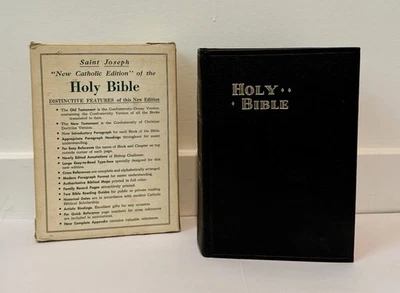Vtg 1963 St. Joseph New Catholic Ed Bible Genuine Leather Illustrated Large Type - Image 1 of 4