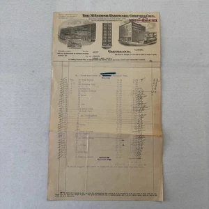 McIntosh Hardware Corporation Cleveland 1908 Receipt Invoice Document Antique - Picture 1 of 9