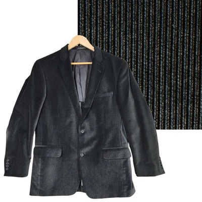 John Varvatos Blazer Mens 40R Black Corduroy Velour Single Needle Lyonwood NEW - Image 1 of 4