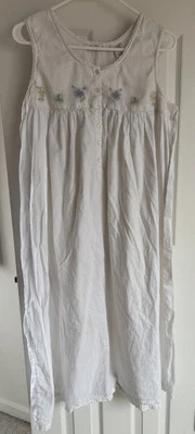 Maxi Camisón Claire's Rose Bordado Floral Blanco 100% Algodón L Sin Mangas Foto 1 de 4