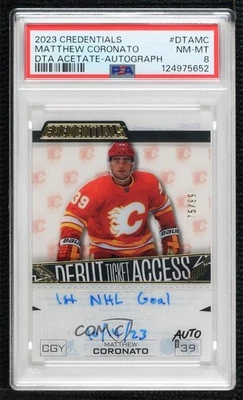 2023 Upper Deck Credentials 75/99 Matthew Coronato #DTA-MC PSA 8 Rookie Auto RC - Image 1 of 3