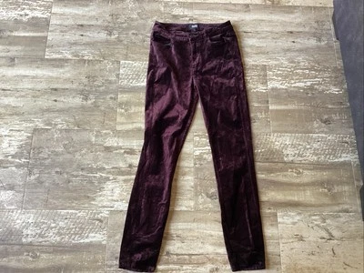 Paige Pants Womens 27 Burgundy Velvet Hoxton Ankle Ultra Skinny Casual - Image 1 of 4