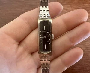 Vintage Seiko silber schwarzes Zifferblatt Damen Armbanduhr Uhr Handaufzug 1520-3679 - Bild 1 von 10