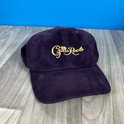 Grass Roots Purple Adjustable Baseball Cap Hat Gold Embroidered Logo - Image 1 of 4