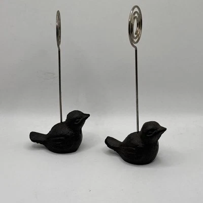 Juego de 2 portafotos de hierro fundido para pájaros de 4,25" de alto Foto 1 de 2