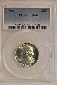 Moneda de Estados Unidos 1963 Washington plata cuarto prueba gema graduación profesional Pr66 Philadelphia Mint - Imagen 1 de 5