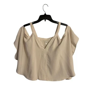 See U Soon Cold Shoulder Ruffle Blouse Cream Size S - Picture 1 of 8