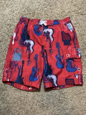 Boy's Longboard Swim Shorts 3T OP Ocean Pacific Elastic Waist Pockets Guitars - Image 1 of 4