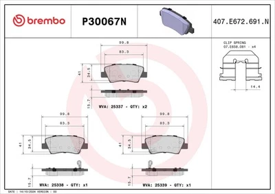 Disc Brake Pad Set fits 2014-2017 Kia Cadenza Forte Forte Koup,Forte5  BREMBO NO - Image 1 of 4