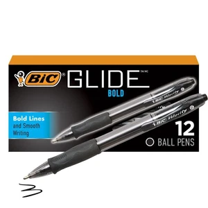 BIC Glide Bold Druckkugelschreiber, Schwarz, 1,6 mm Breite Spitze, 12er-Packung - Bild 1 von 8