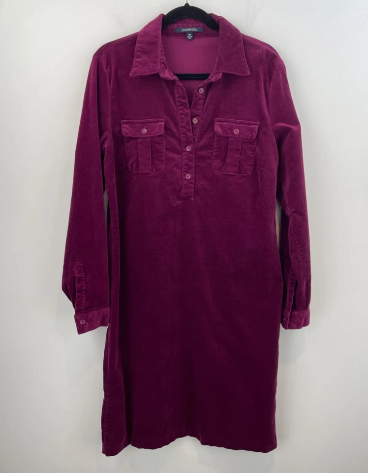 Vestido Camisa Chadwicks 14T Pana Púrpura Elastizado Manga Larga Para Mujer A5-06 Foto 1 de 4