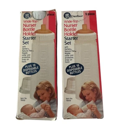 Vtg 1987 Gerber Wide Top Nurser Bottle Holder Starter Set 20 Disposable Drop Ins - Image 1 of 4