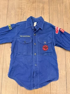 Vintage 70s CUB SCOUT Shirt Blue Boy Scouts of America Longhorn Council Den 2 79 - Bild 1 von 11