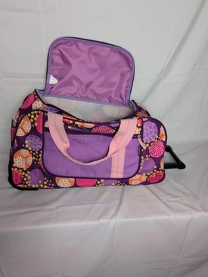 Maleta de equipaje con ruedas Target Girls 2 flores rosa púrpura 20" #25516 Foto 1 de 4