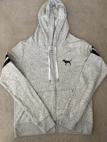 UNDERCOVER Nuovo con etichette! Felpa con cappuccio Victoria's Secret rosa cerniera intera grigia taglia L