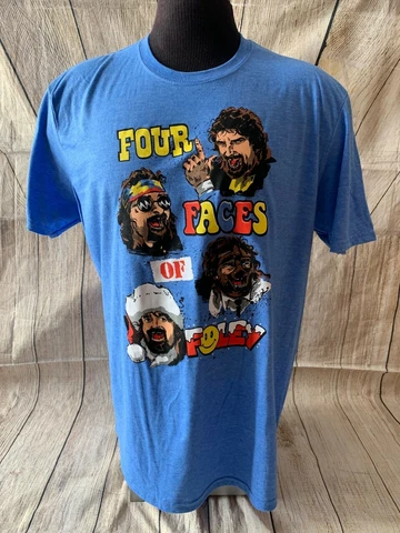MICK FOLEY "Four Faces of Foley" Pro Wrestling Crate Men's XL T-Shirt Santa Cover