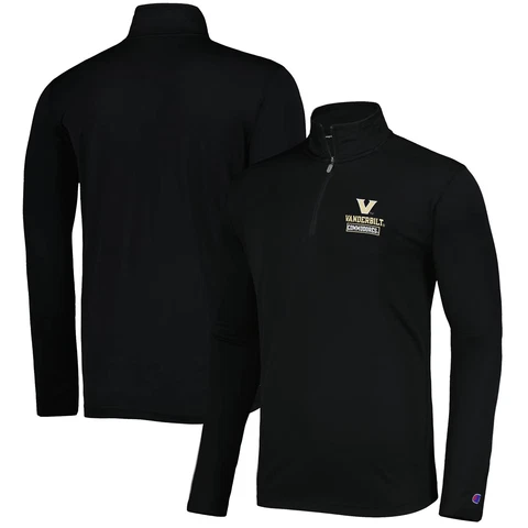 Men's Champion Black Vanderbilt Commodores Textured Quarter-Zip Jacket Cover