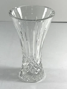Vintage Block Crystal 7" Flower Vase Heavy Cut Clear Glass Diamond Pattern - Picture 1 of 7