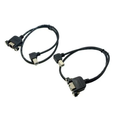 2pcs 90D Left & Right Angled USB B Type Male to Female Extension Cable Screws - Image 1 of 4