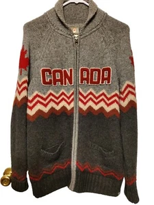 Hudson's Bay Canada Olympics Lambswool Logo Zip Up Pocketed Sweater sz M - Picture 1 of 6