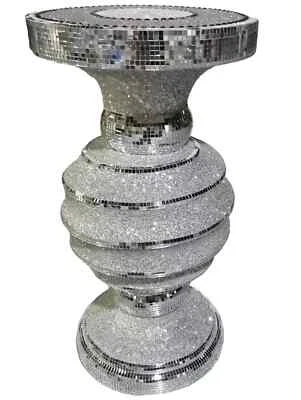 New Style End Table Large 40x60cm Crushed Diamond Crystal Sparkly Silver - Image 1 of 4