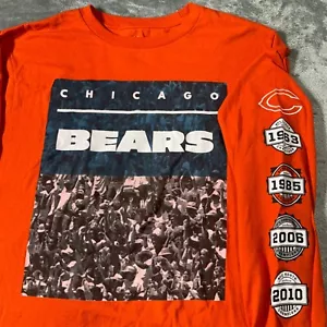 Majestic Chicago Bears Football Men's Large Long Sleeve Shirt Orange NFL - Picture 1 of 7