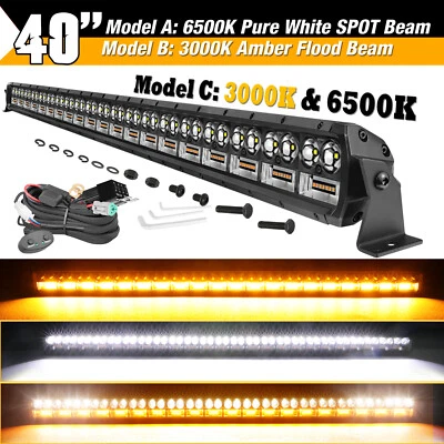 12" 40" LED Work Light Bar Combo Yellow White Driving Fog Offroad w/ Dual Switch - Image 1 of 4