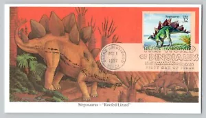 1997 Stegosaurus World of Dinosaurs FDC Mystic 32 Cent Briefmarke Ersttagsausgabe - Bild 1 von 2