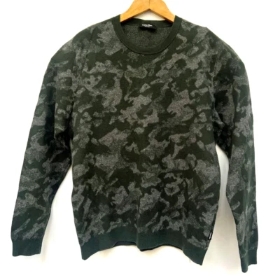 Suéter Calvin Klein Algodón Lana Camuflaje Tejido Cuello Redondo Oliva Para Hombre Talla XL Foto 1 de 4
