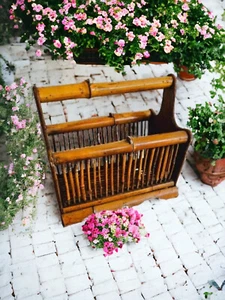 Vintage Magazine Holder, Rattan Magazine Bamboo Rack - Picture 1 of 9