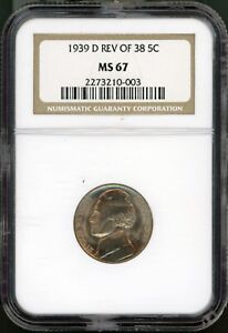1939-D Rev 38 5C Jefferson Nickel MS 67 NGC # 2273210-003 + Bonus