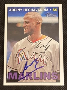 Adeiny Hechavarria Marlins 2016 Signed Auto Autographed Topps Heritage Card #592 - Picture 1 of 5