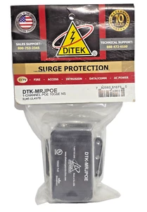 DITEK DTK-MRJPOE 1-Channel POE 10GBe NS - Ethernet Surge Protection UL - Black - Picture 1 of 3