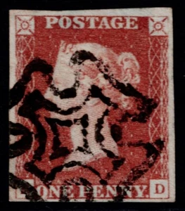 1841 1d Red-Brown Black Pl 8 BD 4m Unusual Distinctive MX Very Fine Cat. £240.00 - Picture 1 of 1