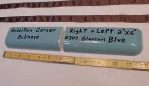 2 uds. *Azul-Gris* Azulejos de esquina Bullnose de radio de cerámica de 2" X 6" de Robertson Co. - Imagen 1 de 10