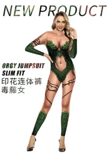 Women Poison Ivy Cosplay Jumpsuit Lady Stage Bodysuit Costume Tights Halloween - Picture 1 of 8