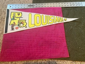 Vintage The Pelican State Louisiana SOUVENIR Pennant JAZZ Cotton - FAST SHIPPER - Picture 1 of 4