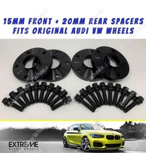 Black Wheel Spacers 15mm 20mm For Audi Q7 Volkswagen Touareg Alloy + Bolts 5x130 - Picture 1 of 4
