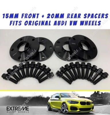 Black Wheel Spacers 15mm 20mm For Audi Q7 Volkswagen Touareg Alloy + Bolts 5x130 - Image 1 of 4