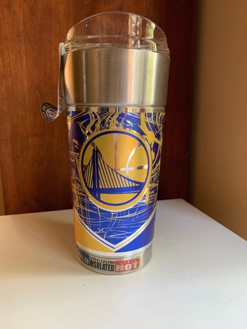GOLDEN STATE WARRIORS stainless Steal Vaccuum Sealed Travel Mug Tumbler NEW Cover