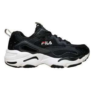Fila Ray Tracer Athletic Shoes Black Leather Mesh Sneaker Womens 5 / Youth 3.5 - Picture 1 of 11