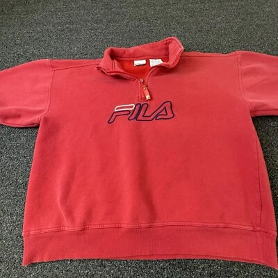 Sudadera Pullover Vintage Fila 1/4 Cremallera Adulto Mediana Suéter Bordada Años 90 Foto 1 de 4