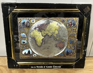 Color/Silver Foil Old Word Tallis Map of the Eastern Hemisphere 10”x8" Framed - Picture 1 of 6