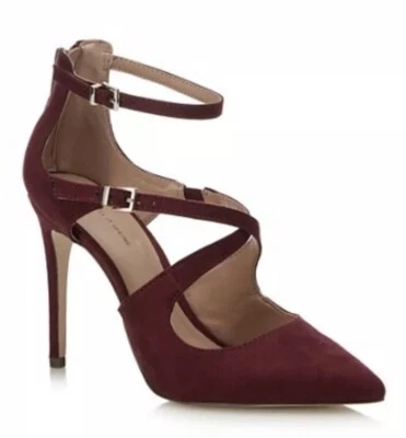 Call It Spring Wine Red Suedette Friedda Pointed Heels Womens UK 4| REF BRS# - Image 1 of 4