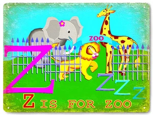 KIDS room Zoo animals Metal SIGN educational funny vintage style wall decor 605 - Picture 1 of 1