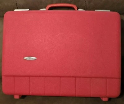 Vintage Sears Forecast Suitcase Red 22”  Hard Case Luggage Mid Century  - Image 1 of 4