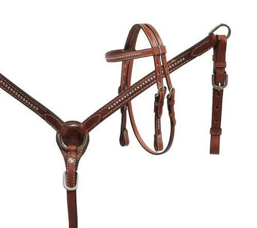 Showman Miniature Mini Horse Headstall Breastcollar Reins Set Medium Oil Spotted