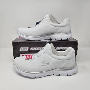 Wmns Skechers Sport Summits 'White/Silver' Comfy Athletic Shoe / 12980 / Size 10 - Picture 1 of 6